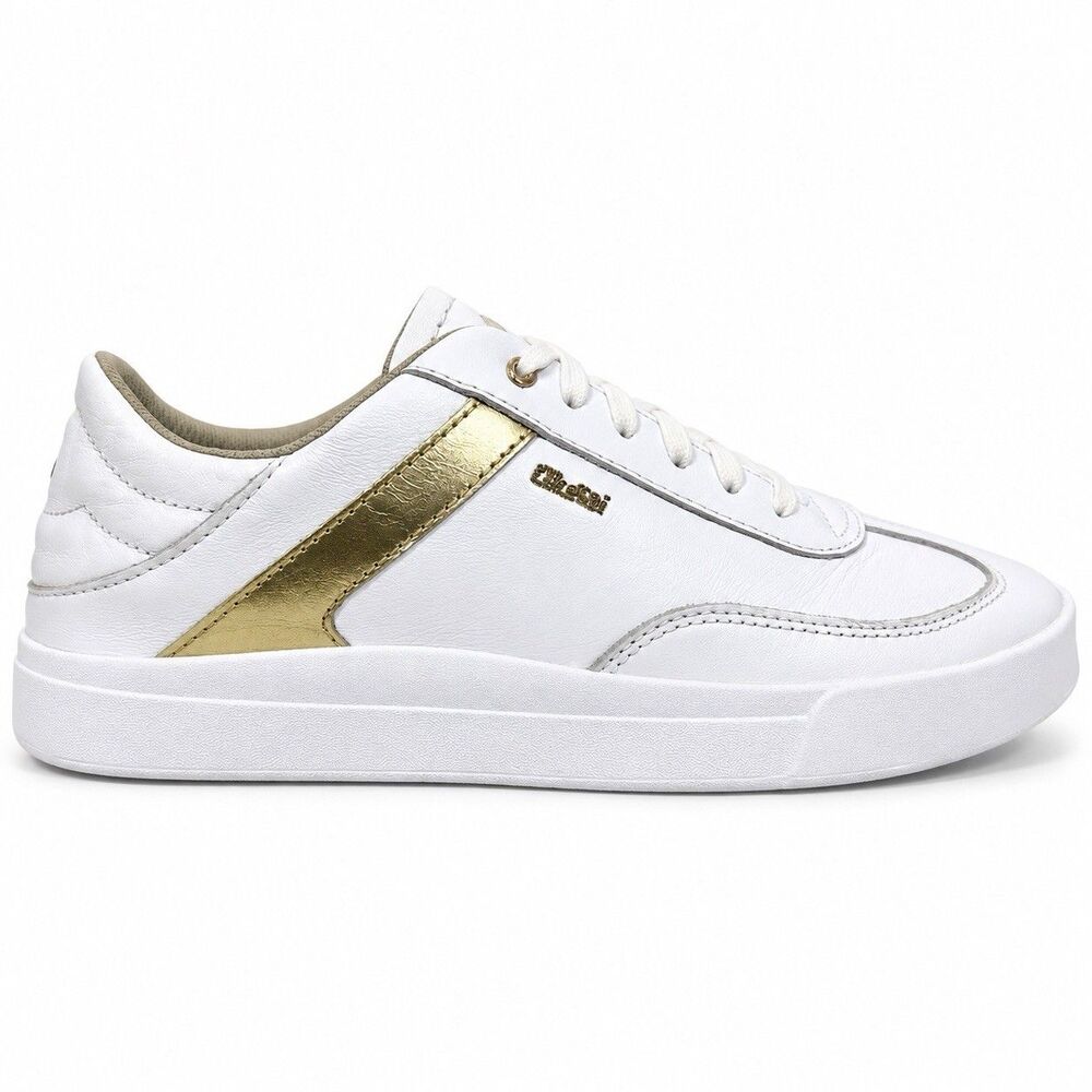 OluKai Ha’upu Womens 9 White Gold Leather Sneakers 20493-4R4R Comfort Shoes